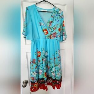 Floral Blue (aqua) Dress